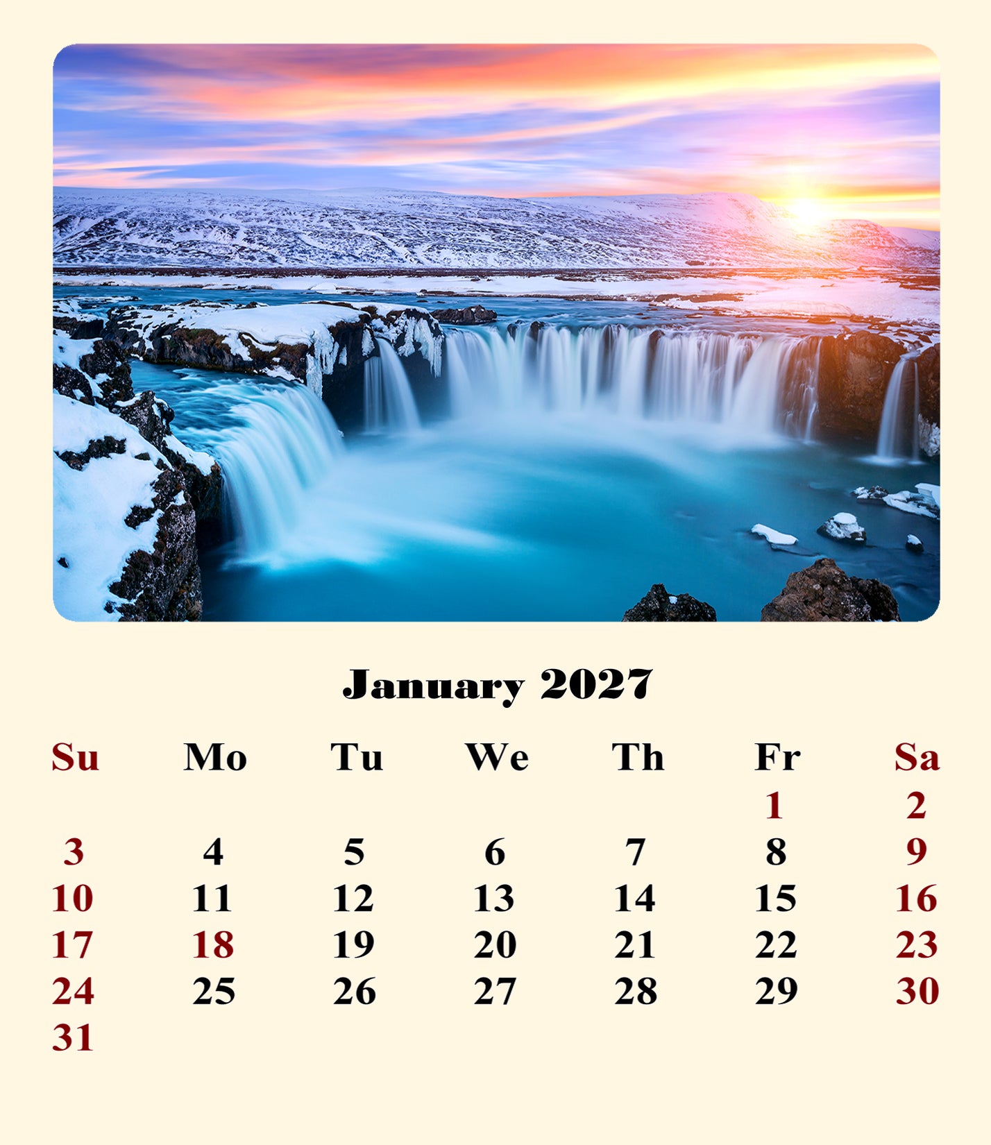2027 CD-Style Desk Calendar 12 Months Calendar (Sunset&Sunrise)