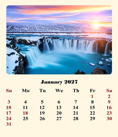 2027 CD-Style Desk Calendar 12 Months Calendar (Sunset&Sunrise)
