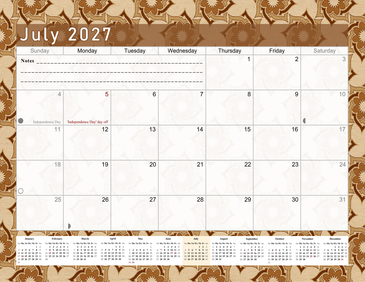 2026-2027 Monthly Spiral-Bound Wall / Desk Calendar - Desktop / Wall Blotter Calendar / Planner - (Edition #25)