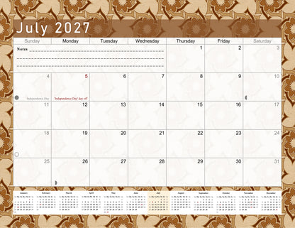 2026-2027 Monthly Spiral-Bound Wall / Desk Calendar - Desktop / Wall Blotter Calendar / Planner - (Edition #25)