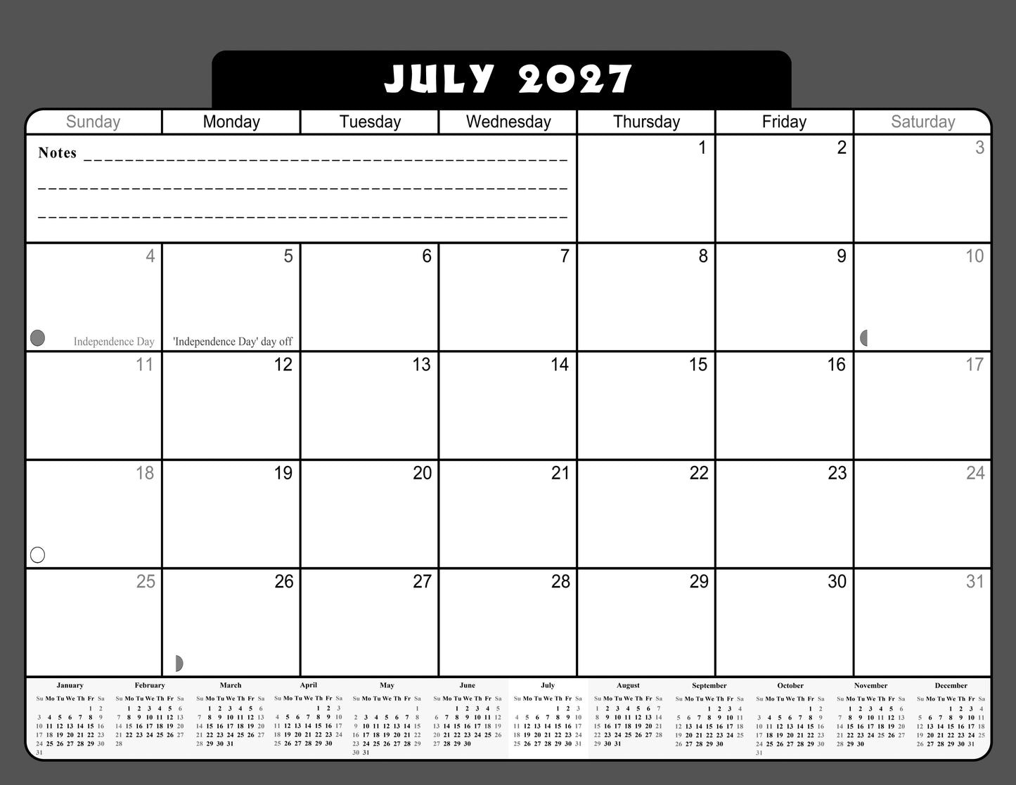 2026-2027 Monthly Spiral-Bound Wall / Desk Calendar - Desktop / Wall Blotter Calendar / Planner - (Edition #31)