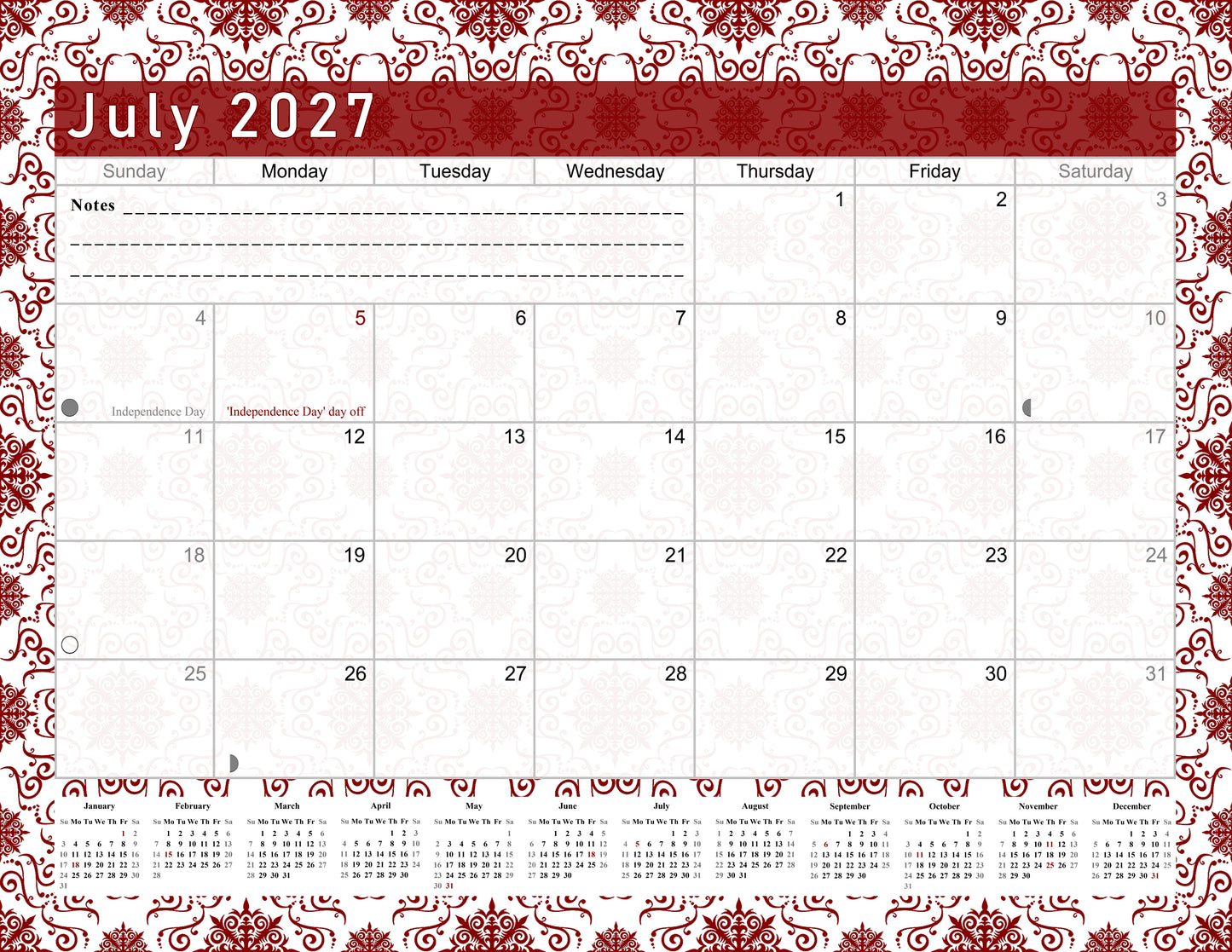 2026-2027 Monthly Spiral-Bound Wall / Desk Calendar - Desktop / Wall Blotter Calendar / Planner - (Edition #14)