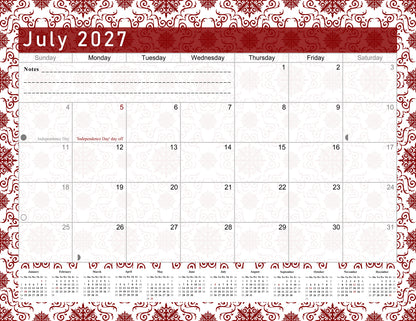 2026-2027 Monthly Spiral-Bound Wall / Desk Calendar - Desktop / Wall Blotter Calendar / Planner - (Edition #14)