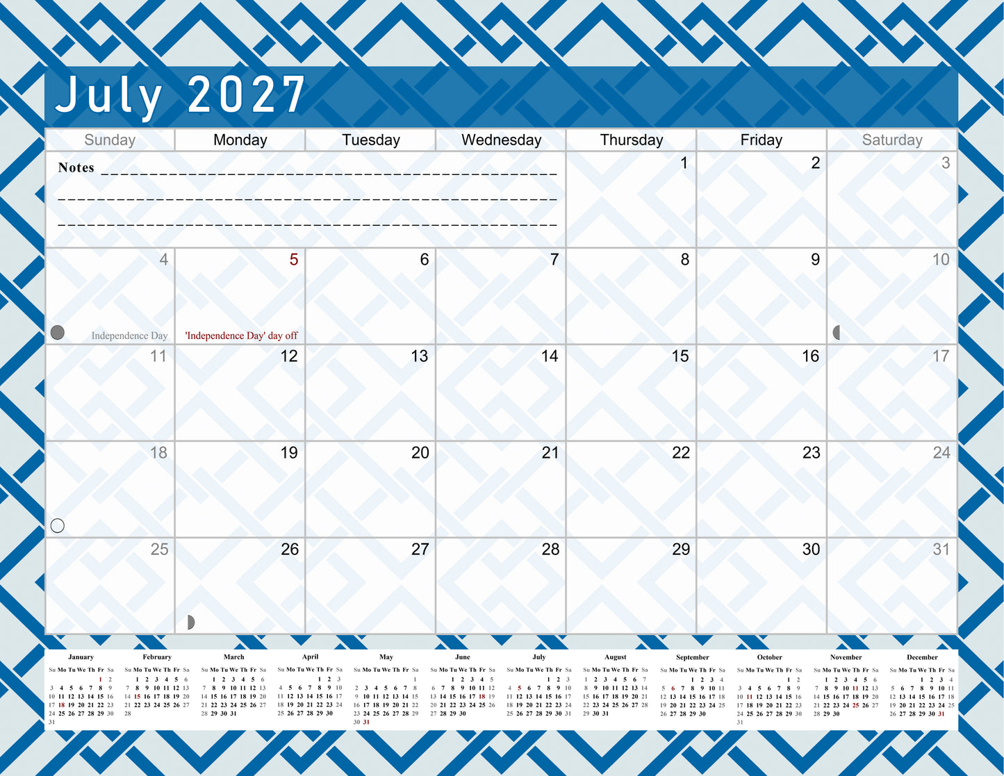 2026-2027 Monthly Spiral-Bound Wall / Desk Calendar - Desktop / Wall Blotter Calendar / Planner - (Edition #04)