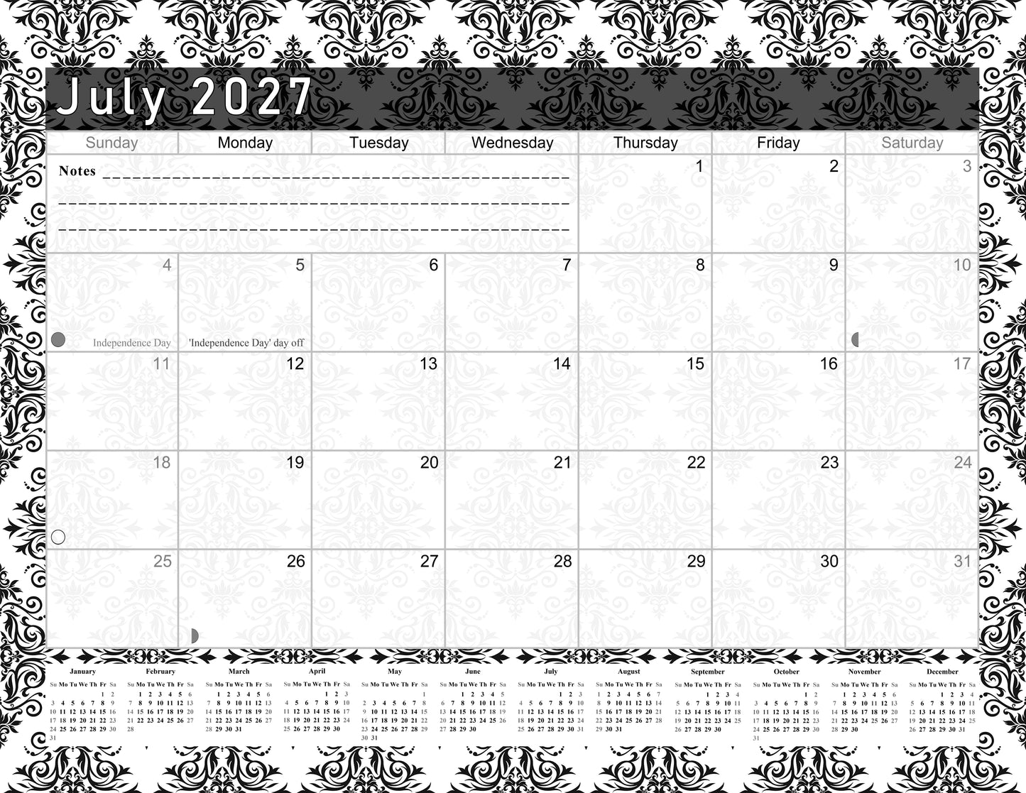 2026-2027 Monthly Spiral-Bound Wall / Desk Calendar - Desktop / Wall Blotter Calendar / Planner - (Edition #08)