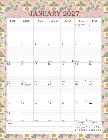 2026-2027 Wall Calendar Spiral-bound Twin-Wire Binding - 18 Months 8.5" x 11" 016