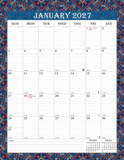 2026-2027 Wall Calendar Spiral-bound Twin-Wire Binding - 18 Months 8.5" x 11" 018