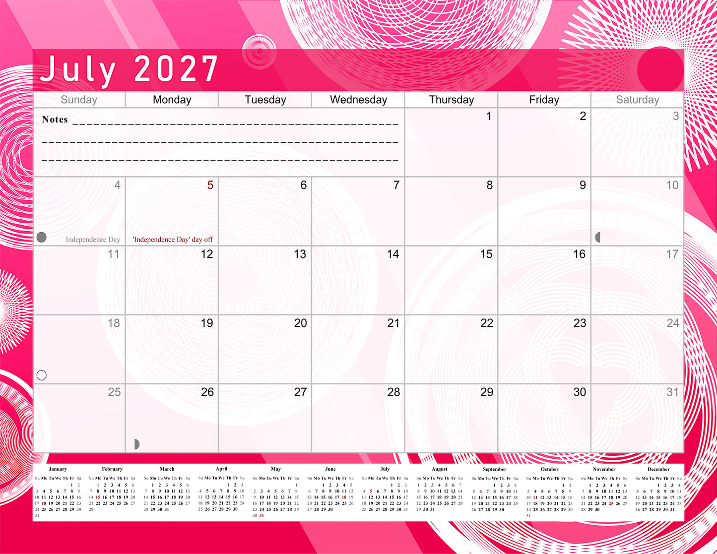 2026-2027 Monthly Spiral-Bound Wall / Desk Calendar - Desktop / Wall Blotter Calendar / Planner - (Edition #02)