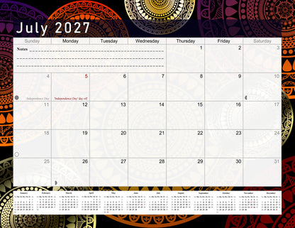2026-2027 Monthly Spiral-Bound Wall / Desk Calendar - Desktop / Wall Blotter Calendar / Planner - (Edition #12)