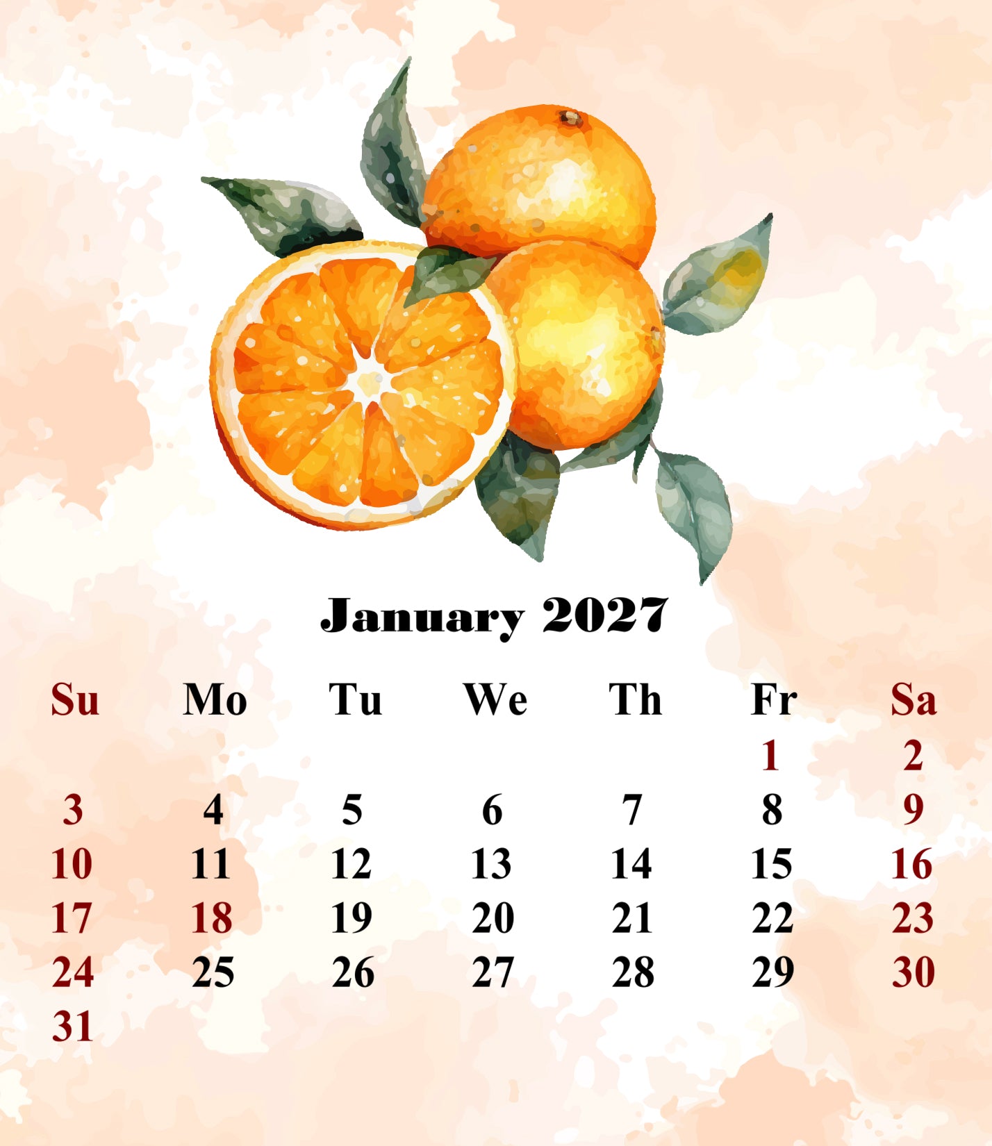 2027 CD-Style Desk Calendar 12 Months Calendar (Fruits & Berrier)