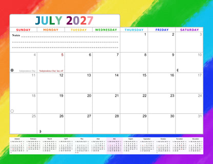 2026-2027 Monthly Spiral-Bound Wall / Desk Calendar - Desktop / Wall Blotter Calendar / Planner - (Edition #28)