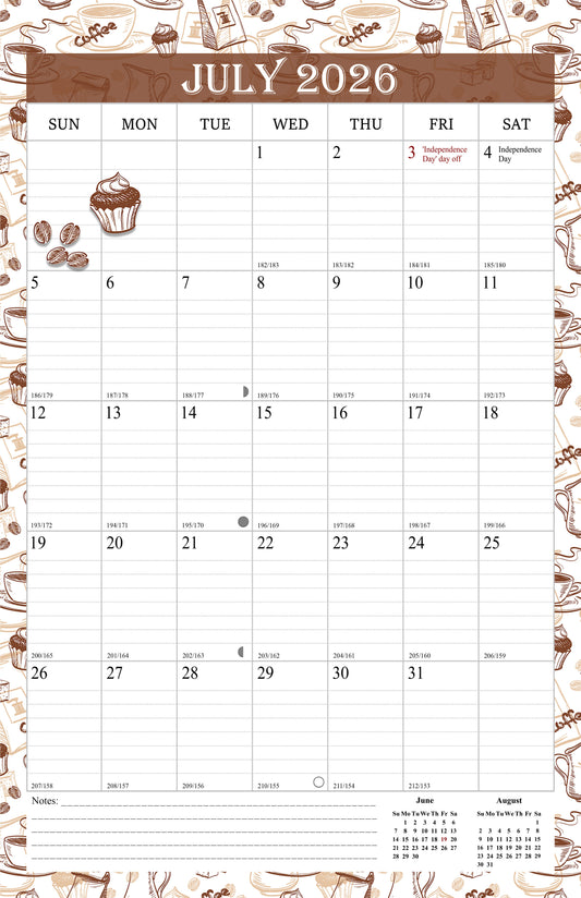 2026-2027 Wall Calendar Spiral-bound Twin-Wire Binding - 18 Months 11" x 17" 010