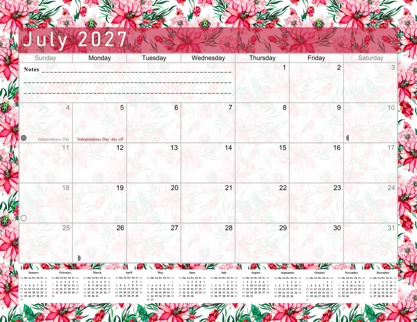 2026-2027 Monthly Spiral-Bound Wall / Desk Calendar - Desktop / Wall Blotter Calendar / Planner - (Edition #22)