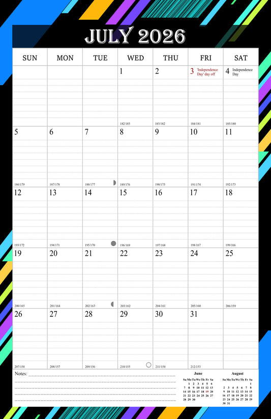 2026-2027 Wall Calendar Spiral-bound Twin-Wire Binding - 18 Months 11" x 17" 08