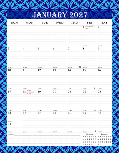 2026-2027 Wall Calendar Spiral-bound Twin-Wire Binding - 18 Months 8.5" x 11" 014