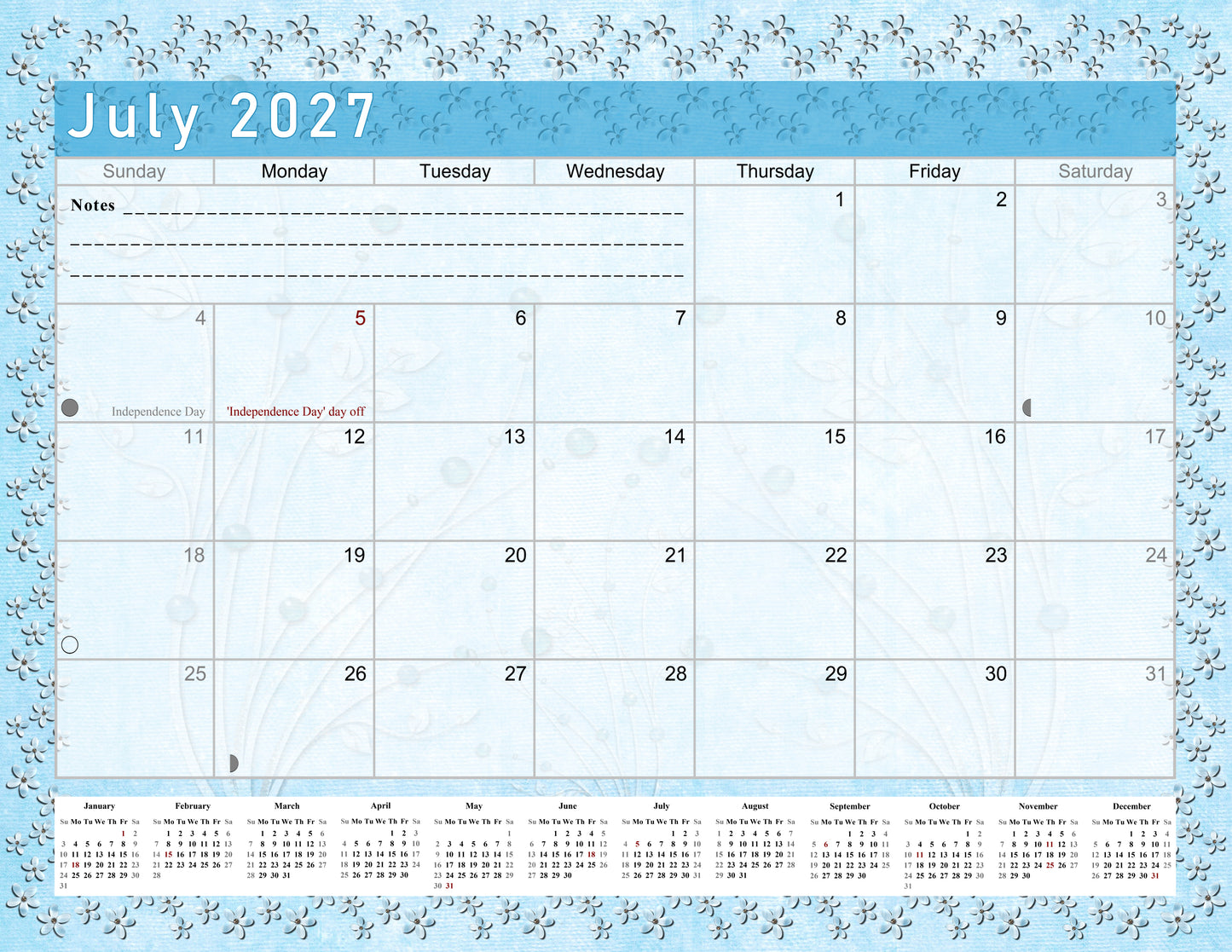 2026-2027 Monthly Spiral-Bound Wall / Desk Calendar - Desktop / Wall Blotter Calendar / Planner - (Edition #18)