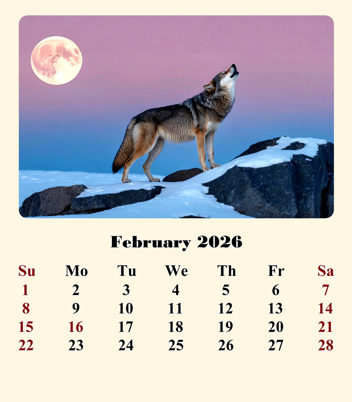 2025-2026 CD-Style Desk Calendar 18 Months Calendar (Wolves)