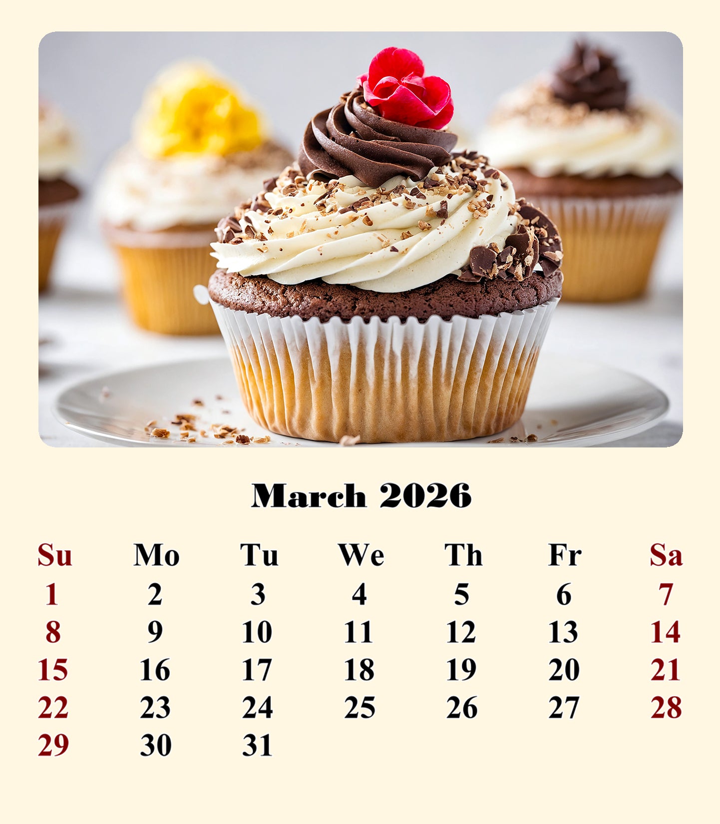 2025-2026 CD-Style Desk Calendar 18 Months Calendar (Cupcakes)