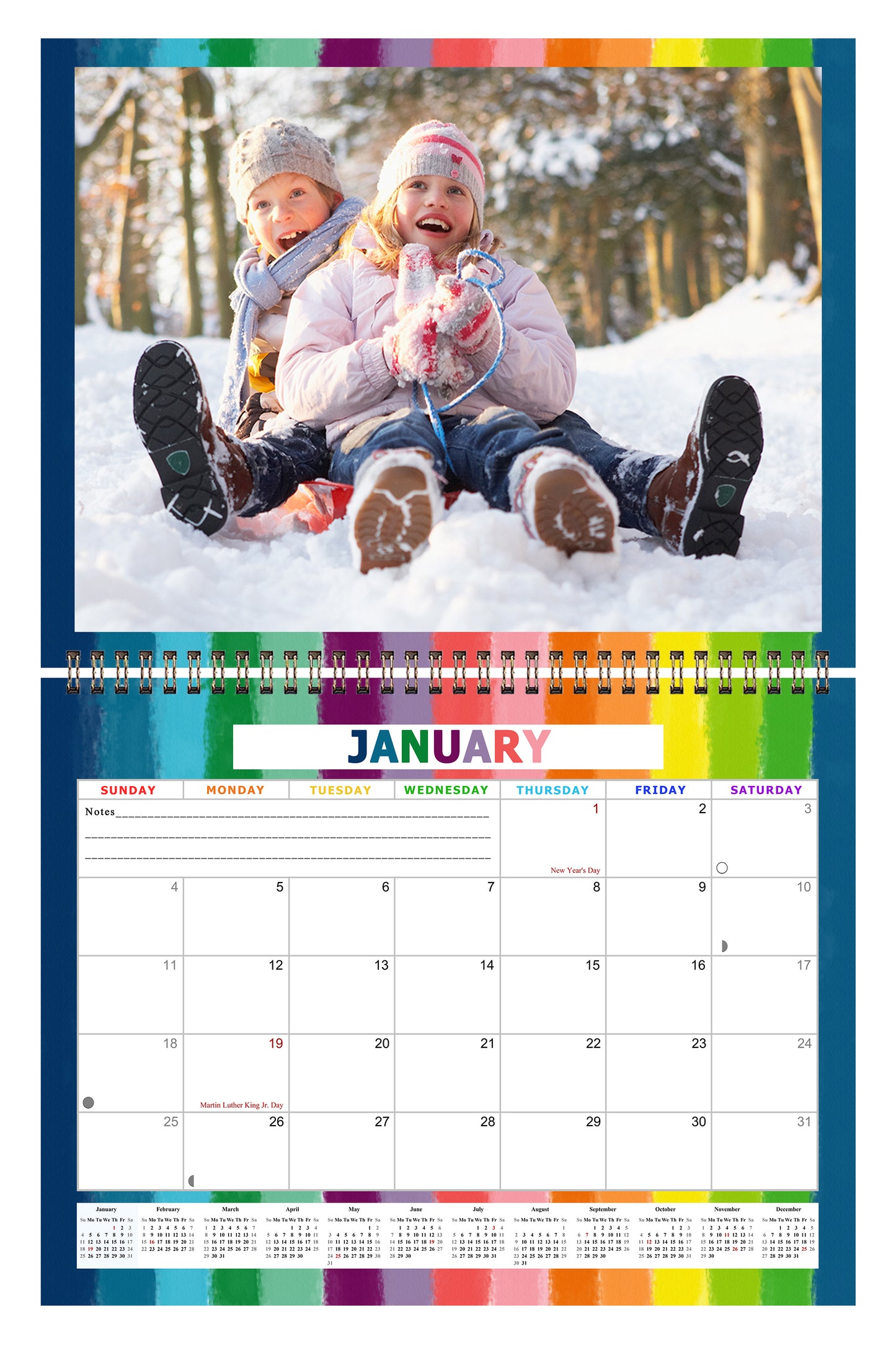 Personalized Custom 2027 Wall Calendar Spiral-bound (Add Your Photos) - 12 Months Desktop/Wall Calendar/Planner - Premium Quality 11 inches by 8.5 inches (11 x 17 Inches Open) Made in USA (Edition #15)