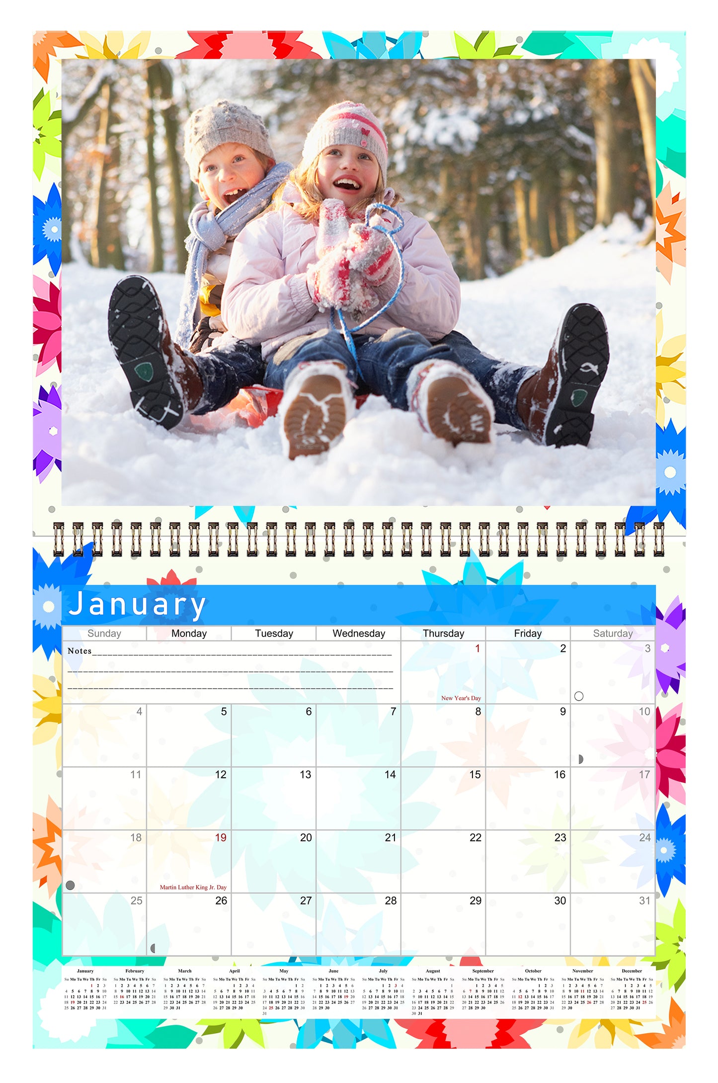 Personalized Custom 2027 Wall Calendar Spiral-bound (Add Your Photos) - 12 Months Desktop/Wall Calendar/Planner - Premium Quality 11 inches by 8.5 inches (11 x 17 Inches Open) Made in USA (Edition #01)