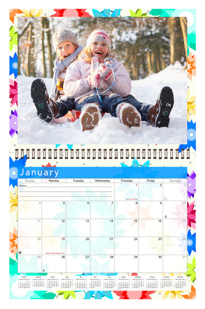 Personalized Custom 2027 Wall Calendar Spiral-bound (Add Your Photos) - 12 Months Desktop/Wall Calendar/Planner - Premium Quality 11 inches by 8.5 inches (11 x 17 Inches Open) Made in USA (Edition #01)