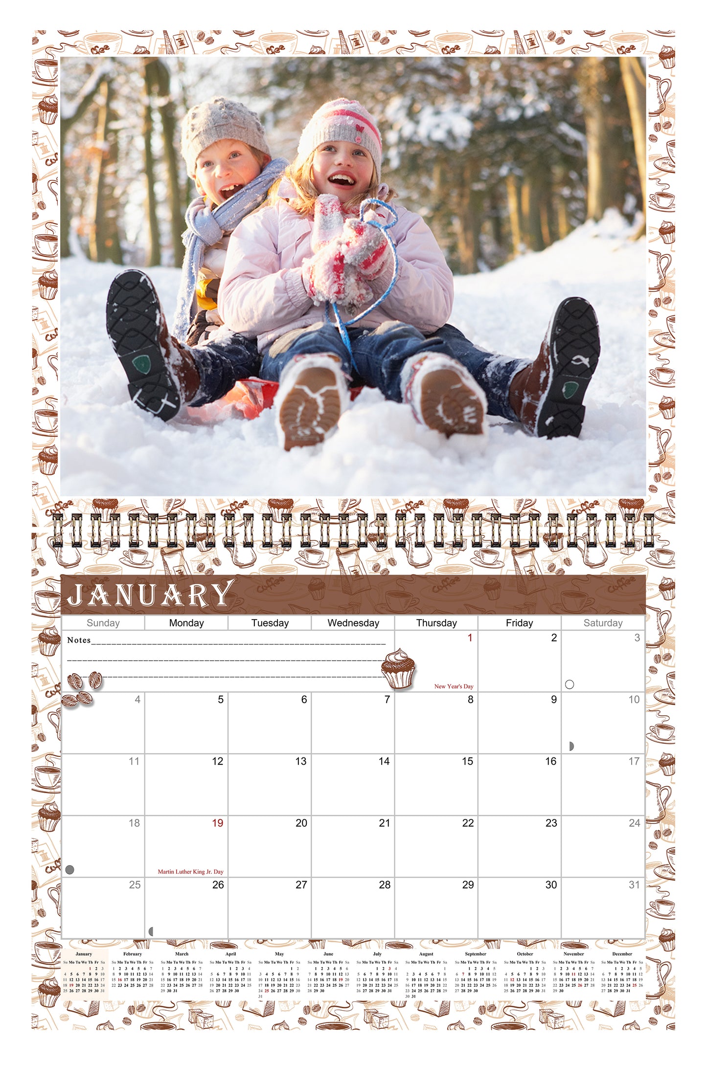 Personalized Custom 2027 Wall Calendar Spiral-bound (Add Your Photos) - 12 Months Desktop/Wall Calendar/Planner - Premium Quality 11 inches by 8.5 inches (11 x 17 Inches Open) Made in USA (Edition #13)