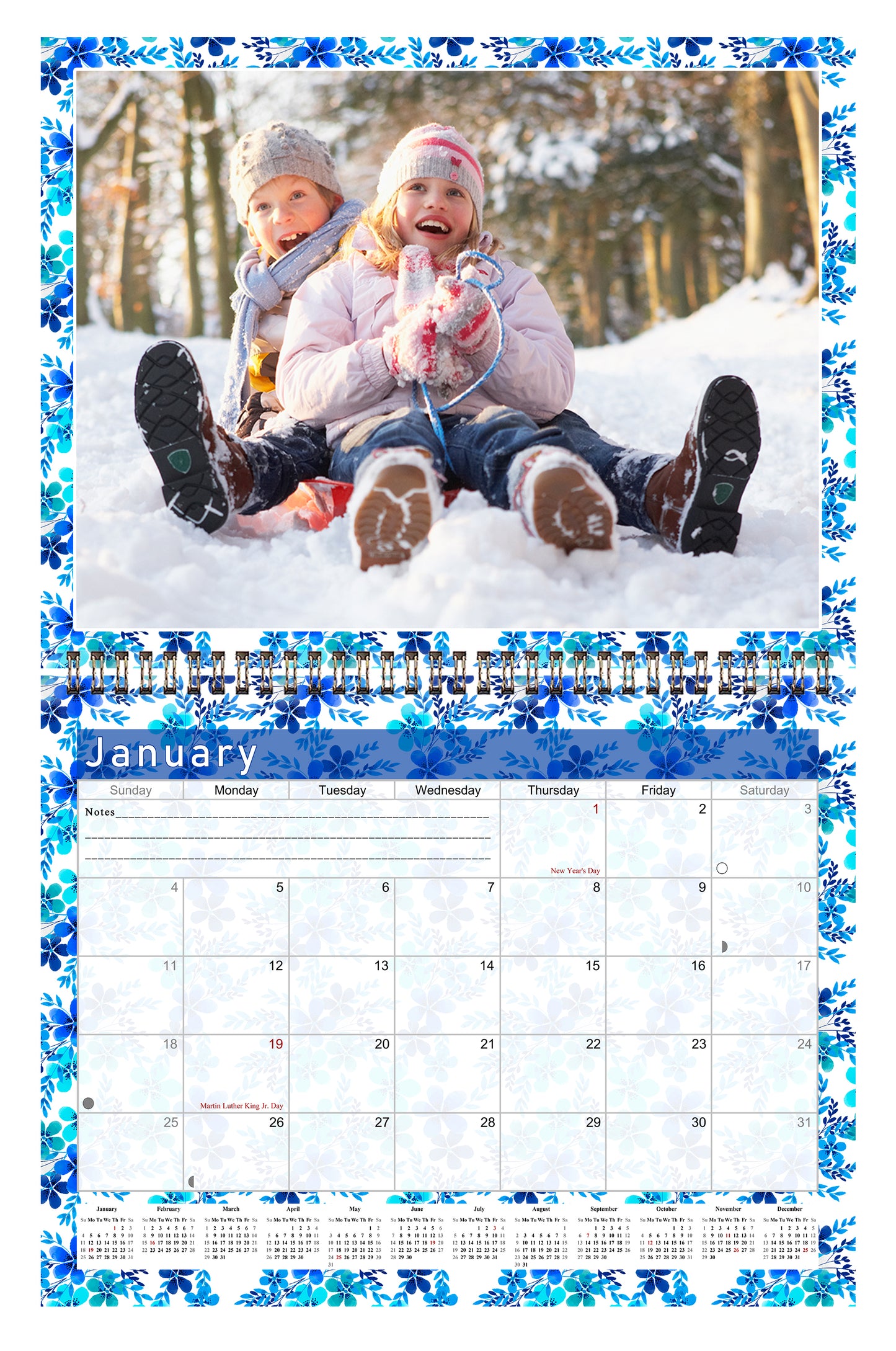 Personalized Custom 2027 Wall Calendar Spiral-bound (Add Your Photos) - 12 Months Desktop/Wall Calendar/Planner - Premium Quality 11 inches by 8.5 inches (11 x 17 Inches Open) Made in USA (Edition #11)