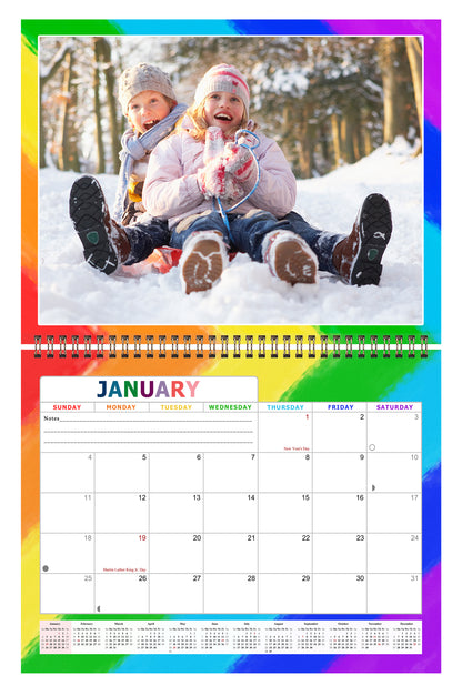 Personalized Custom 2027 Wall Calendar Spiral-bound (Add Your Photos) - 12 Months Desktop/Wall Calendar/Planner - Premium Quality 11 inches by 8.5 inches (11 x 17 Inches Open) Made in USA (Edition #14)