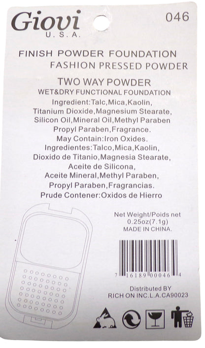 Giovi U.S.A. Powder Foundation with Mirror. Two Way Powder. 0.25 oz