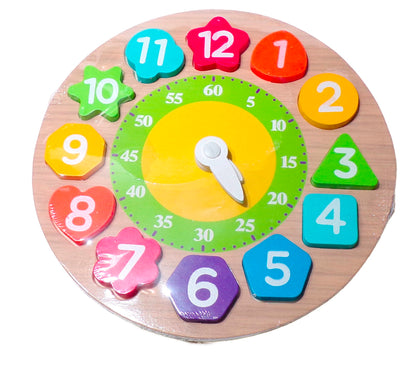 Learning Puzzle - Wooden Clock & Earth Planets (Set of 2)