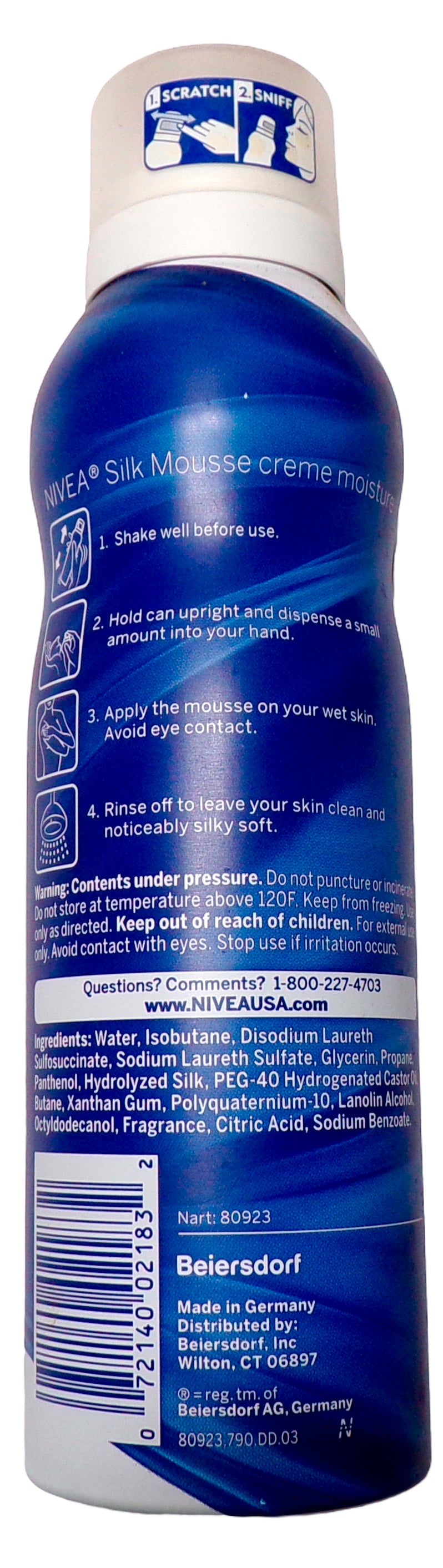 Nivea Foaming Silk Mousse Body Wash Creme Moisture 6.8 oz (Set of 2)