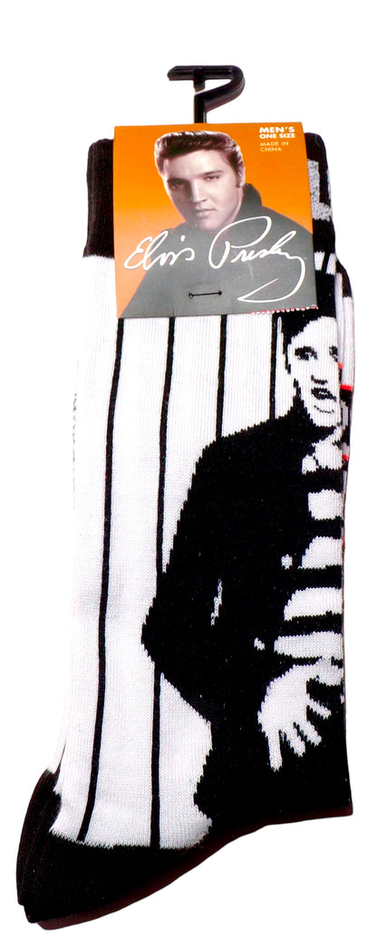 Elvis Presley Novelty Crew Socks US Men's Shoe Size 7-12 (Set of 2)