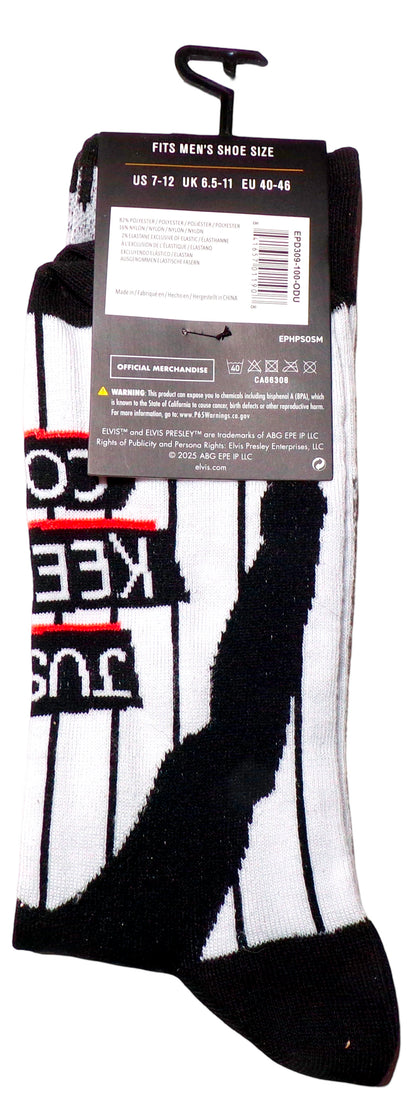 Elvis Presley Novelty Crew Socks US Men's Shoe Size 7-12 (Set of 2)