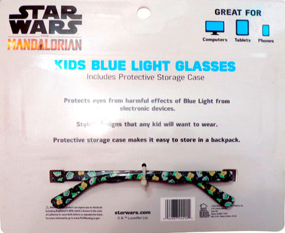 Star Wars The Mandalorian Kids Blue Light Glasses with Storage Case - Sea Green