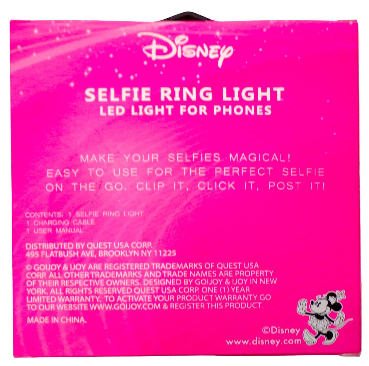 Disney Mickey Minnie Mouse Selfie Cell Phone Ring Light Brand New