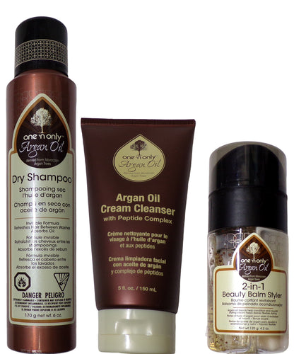 One 'n Only Argan Oil 2-in-1 Beauty Balm, Cream Cleanser, Shampoo (Set of 3)