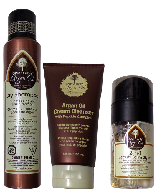 One 'n Only Argan Oil 2-in-1 Beauty Balm, Cream Cleanser, Shampoo (Set of 3)