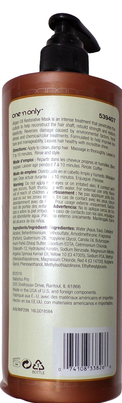 One 'n Only Argan Oil Restorative Mask Intense Treatment 20 Oz. (Set of 3)