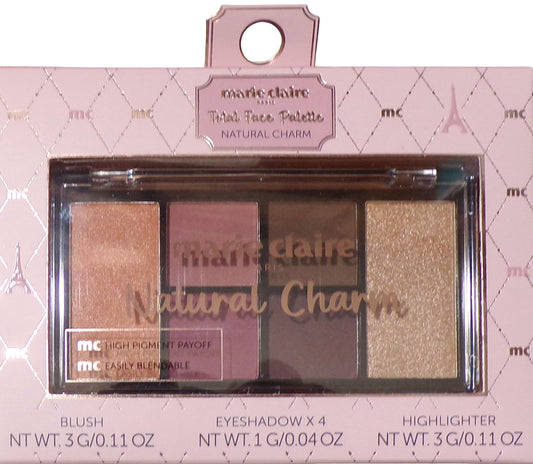 Marie Claire Paris Natural Charm Total Face Palette~Highlighter~Eyeshadow~ Blush