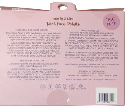Marie Claire Paris Natural Charm Total Face Palette~Highlighter~Eyeshadow~ Blush