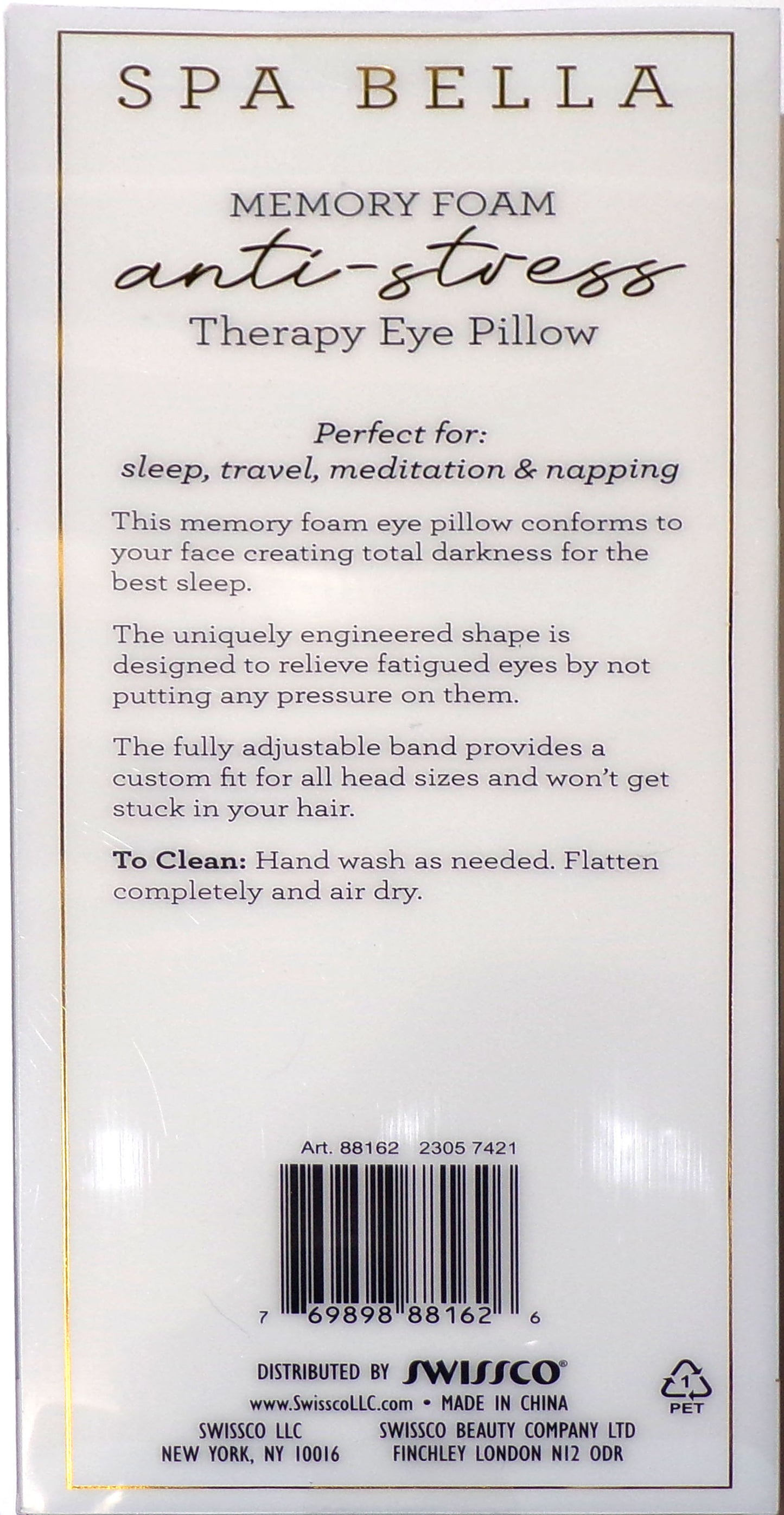 Spa Bella Memory Foam Anti-Stress Therapy Eye Pillow (Set of 2)