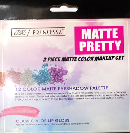 Matte Pretty Princess 12 Color Matte Palette Eyeshadow & Classic Aloe Lip Gloss4
