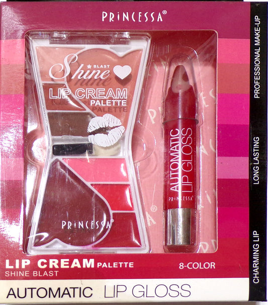 Princess Lip Cream 8 Color Automatic Palette Lip Gloss Shine Blast