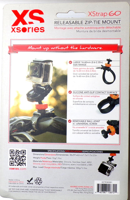XSORIES XStrap 60 Releasable Zip-Tie Action Camera Mount 16-60mm Size Range