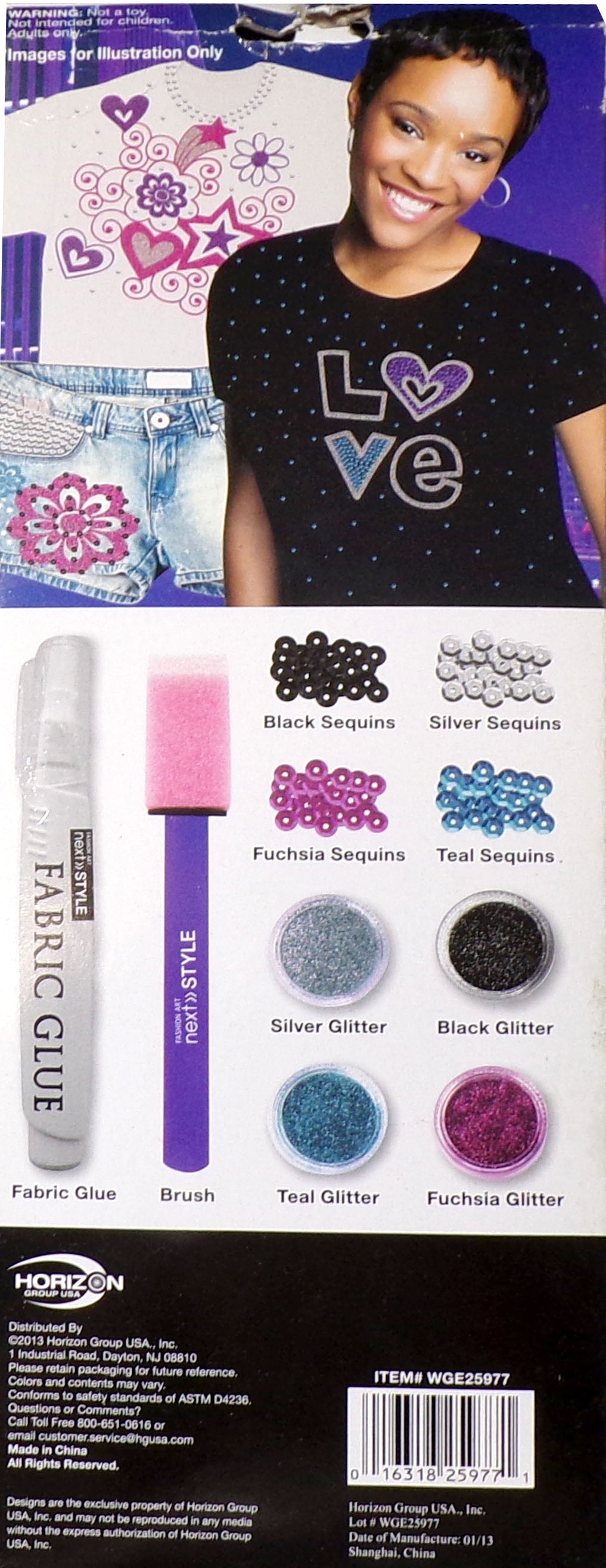 next STYLE Fabric Embellishing Kit Glitter Sequins Glue - New
