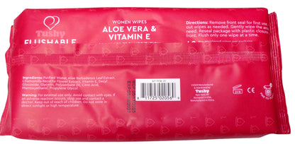 Tushy Women 48 Flushable Wipes Aloe Vera Vitamin E (Set of 2 Pack)