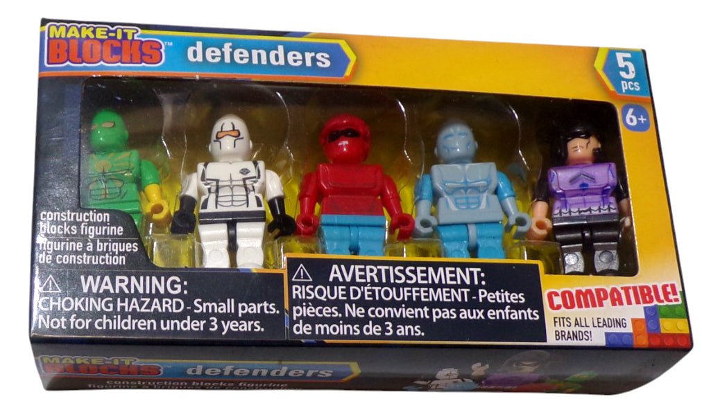 Make-It Blocks Defenders Super Hero, Police Force, Galactic Battle Figures 5 Pc