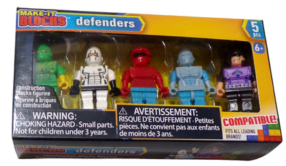 Make-It Blocks Defenders Super Hero, Police Force, Galactic Battle Figures 5 Pc