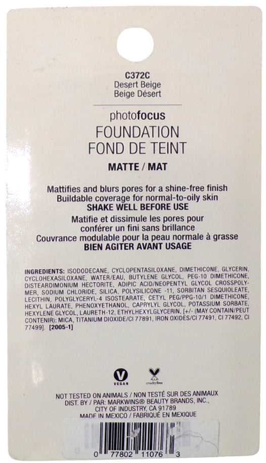 Wet n Wild Photofocus Foundation C372C Medium Dark 1fl/oz (Set of 3)