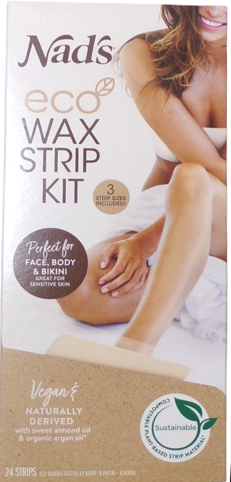 Nad's Eco Wax Strip Kit 24CT- Women Body, Face & Bikini Waxing Vegan (Set of 2)